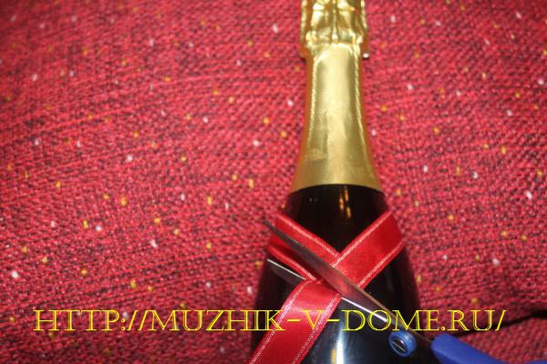 как украсить бутылки шампанского на новый год