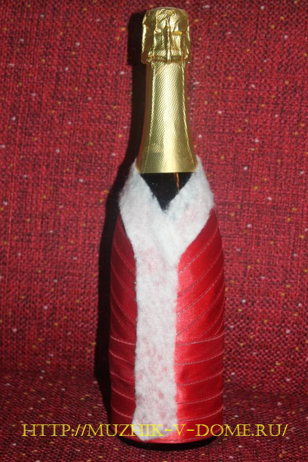 декор бутылок с шампанским к новому году